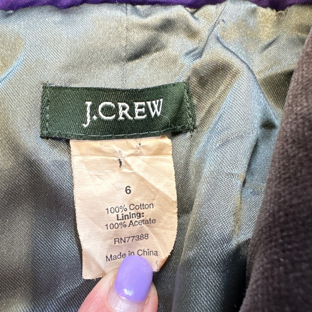 J.Crew Velvet Blazer Jacket Womens 6 Fitted Peplum Style Lined Office Statement - Picture 2 of 7